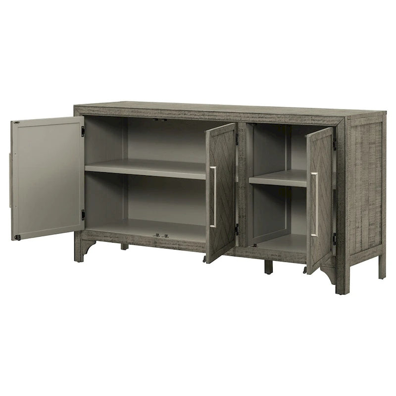 Wood Storage Cabinet Sideboard with Adjustable Shelves and 3 Doors