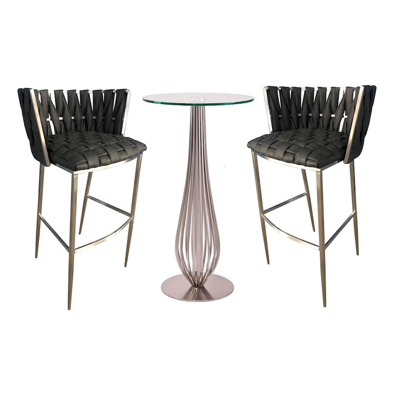 Pub Table with Bar Stools 30 Height Matching Barcelona 3Pc Set