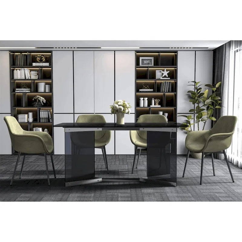 Oryn Rectangular Dining Table with Glass/Sintered Stone Top