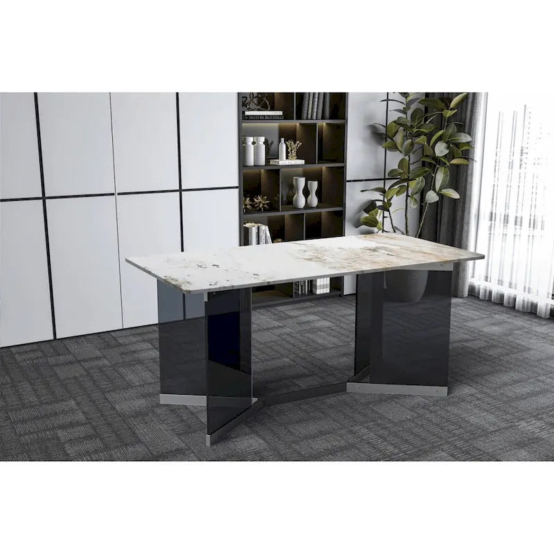 Oryn Rectangular Dining Table with Glass/Sintered Stone Top