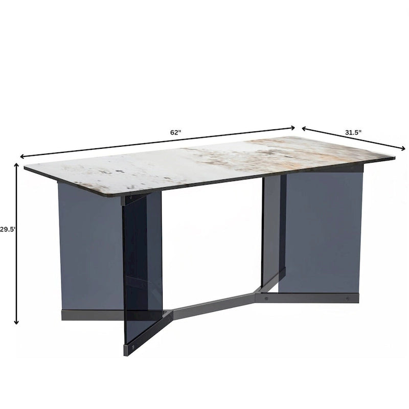 Oryn Rectangular Dining Table with Glass/Sintered Stone Top