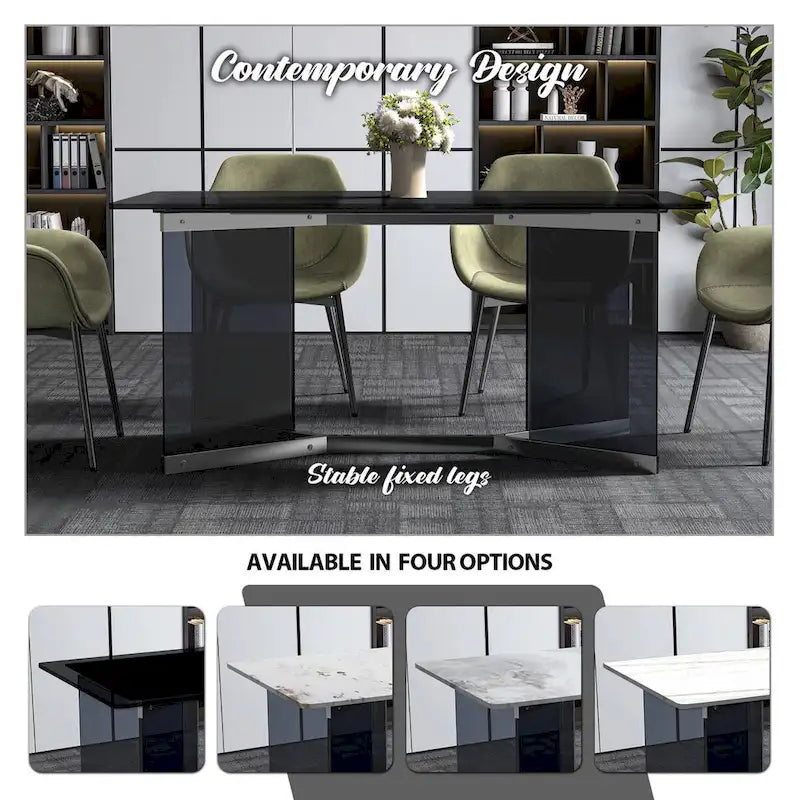 Oryn Rectangular Dining Table with Glass/Sintered Stone Top