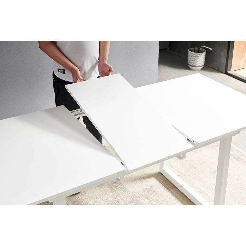 70.86W Square Extendable Dining Table with Metal Leg
