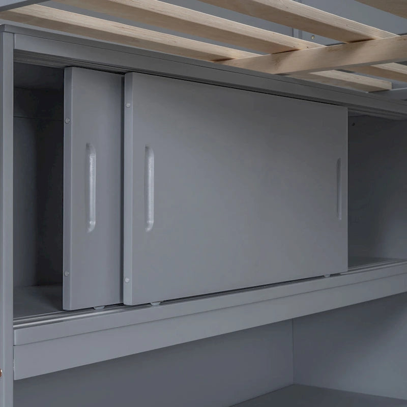 Nestfair Full Size Loft Bed with Desk and Shelf