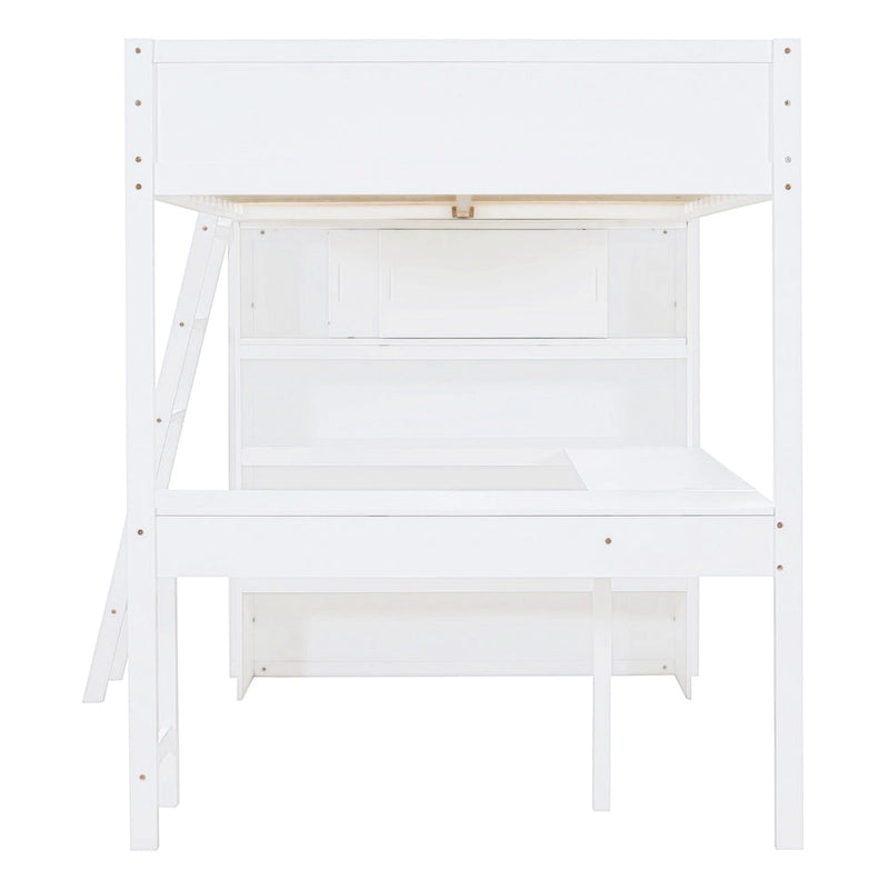 Nestfair Full Size Loft Bed with Desk and Shelf