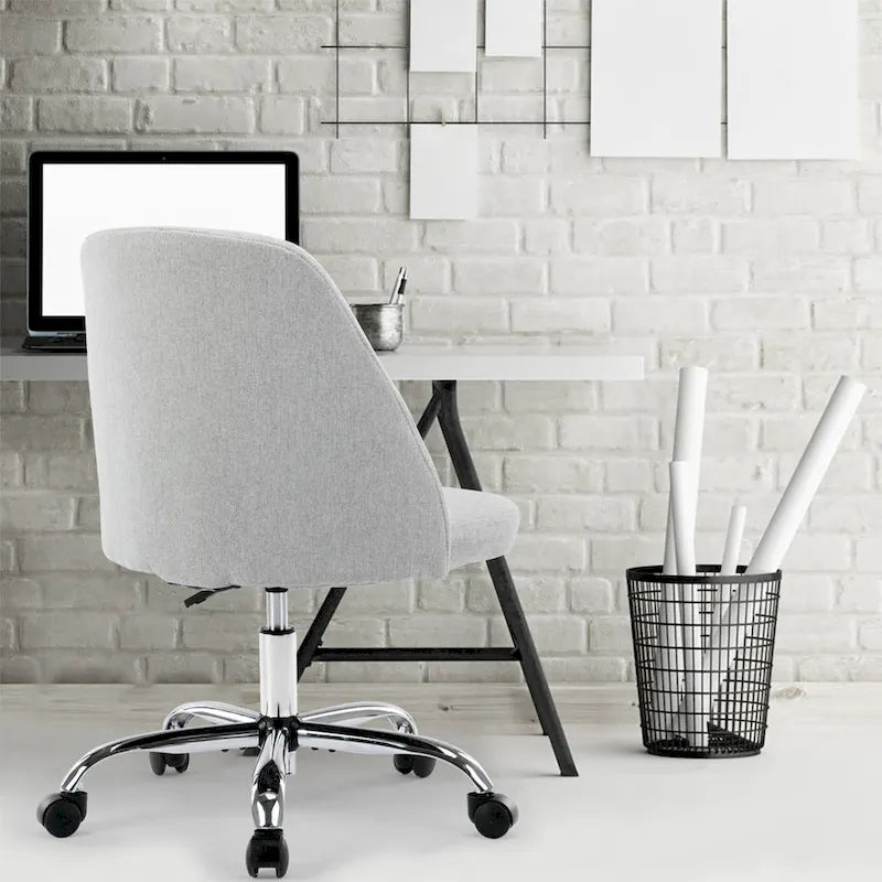 Office Desk Chair, Modern Cute Rolling Vanity Swivel Task Chairs with Wheels, Armless for Home, Bedrooms, Office, Study, Student