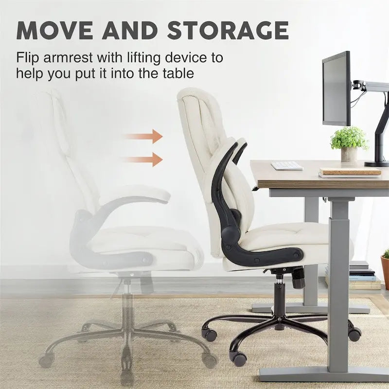 Adjustable Ergonomic Home Office Chair with Flip-Up Armrest - N/A
