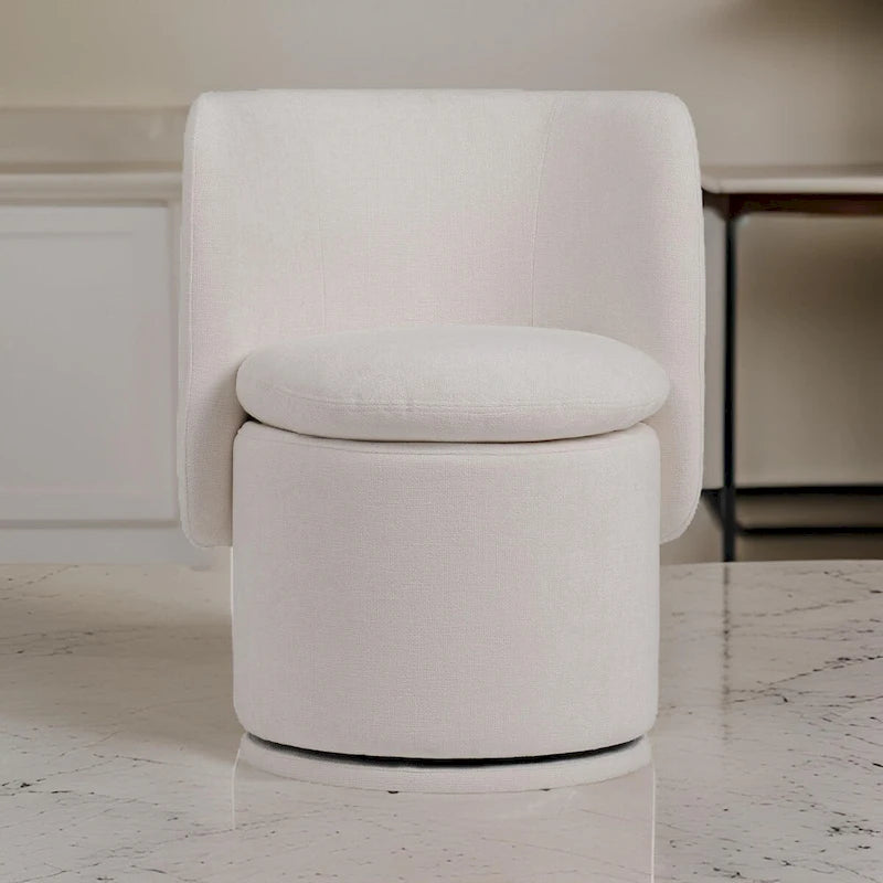 Reno Nori 26 Inch, Swivel Dining Chair, Off White Fabric, Wingback, Wood