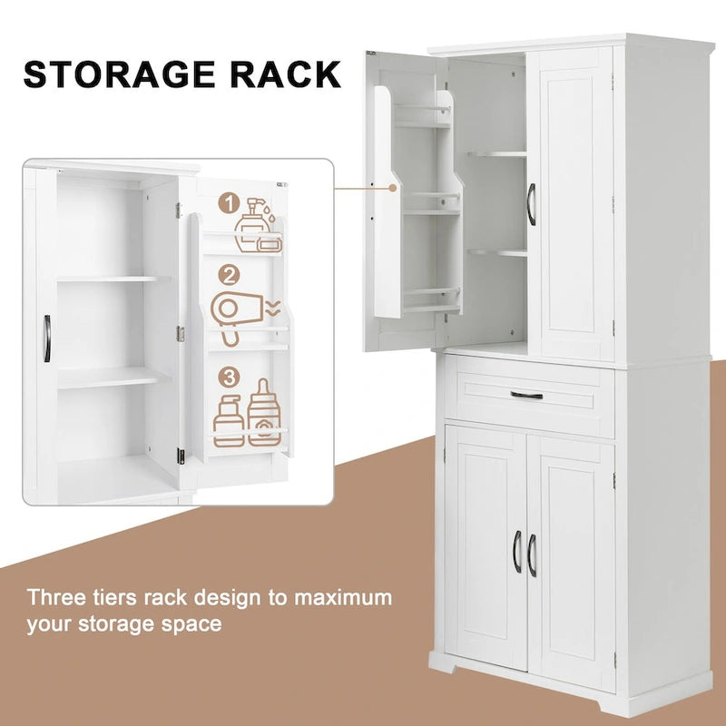 Bathroom Storage Cabinet with Doors and Drawer,Multiple Storage Space,Adjustable Shelf