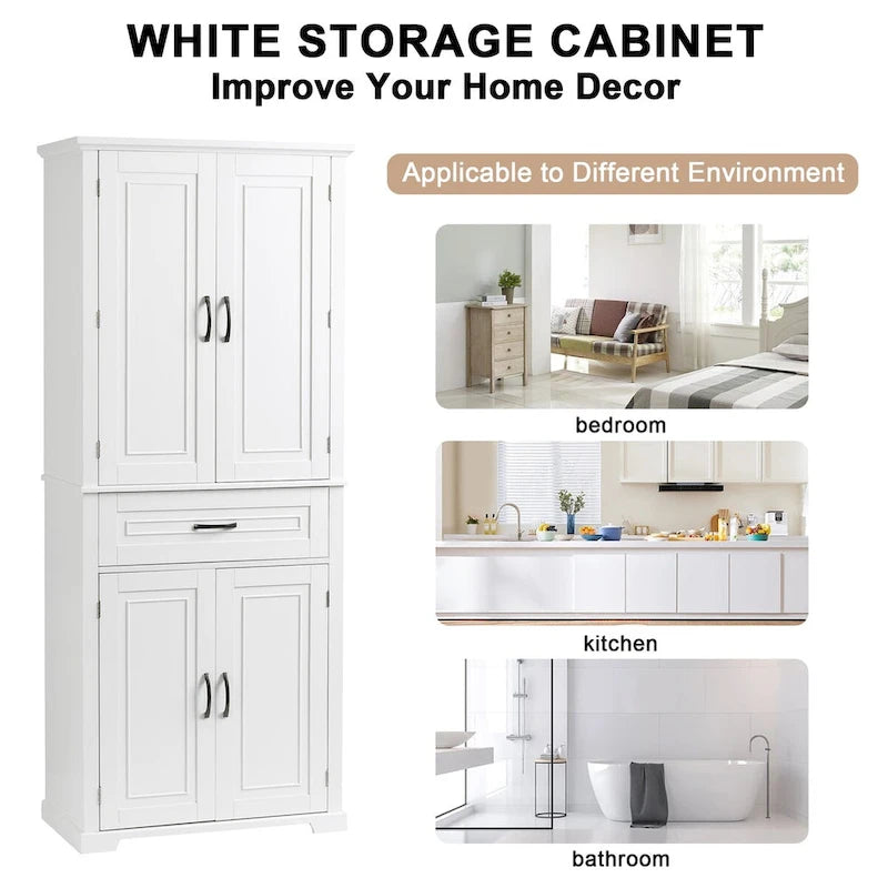 Bathroom Storage Cabinet with Doors and Drawer,Multiple Storage Space,Adjustable Shelf