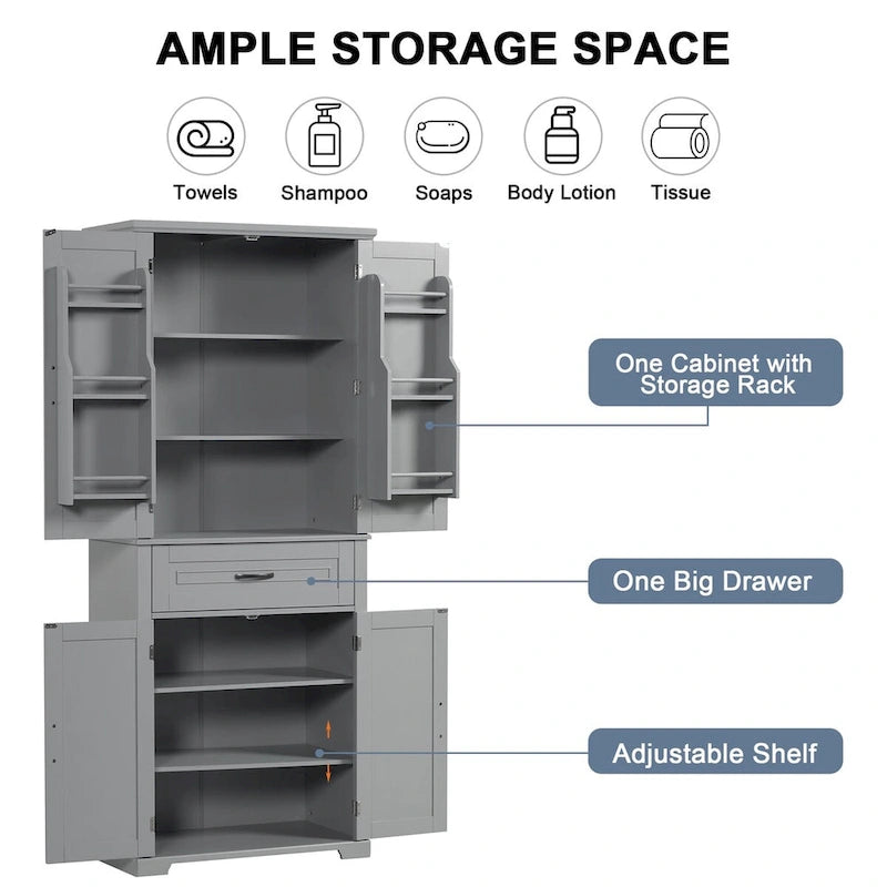 Bathroom Storage Cabinet with Doors and Drawer,Multiple Storage Space,Adjustable Shelf