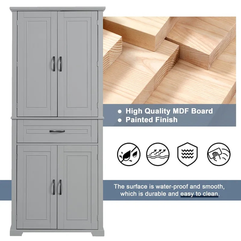 Bathroom Storage Cabinet with Doors and Drawer,Multiple Storage Space,Adjustable Shelf