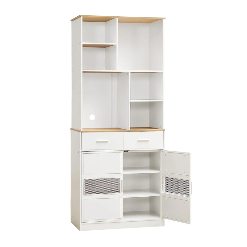 72 Height Freestanding Linen Tower Cabinet Tall Large Floor Storage Cabinet for Home Kitchen Bathroom Living Room White