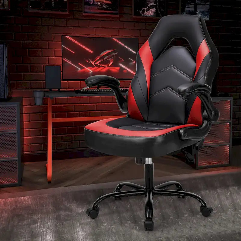 Ergonomic Office Chair with Lumbar Support Height Adjustable Rolling Desk Chairs with Flip-up Armrests