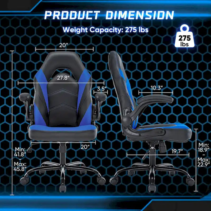 Ergonomic Office Chair with Lumbar Support Height Adjustable Rolling Desk Chairs with Flip-up Armrests