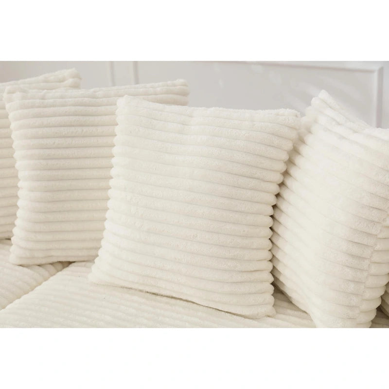 Oversized L Shaped Sofa Corduroy with Chaise Daybed with Armrests and Eight Throw Pillows