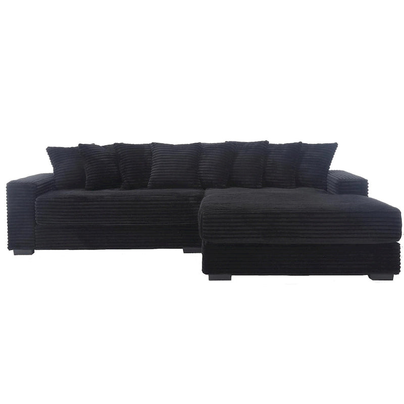 Oversized L Shaped Sofa Corduroy with Chaise Daybed with Armrests and Eight Throw Pillows