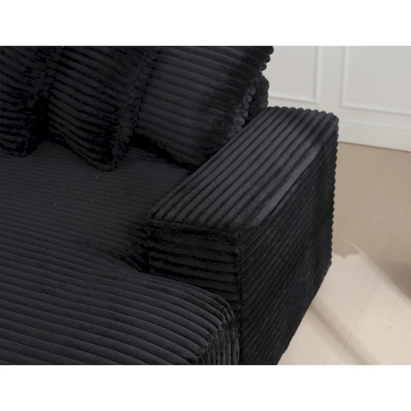 Oversized L Shaped Sofa Corduroy with Chaise Daybed with Armrests and Eight Throw Pillows